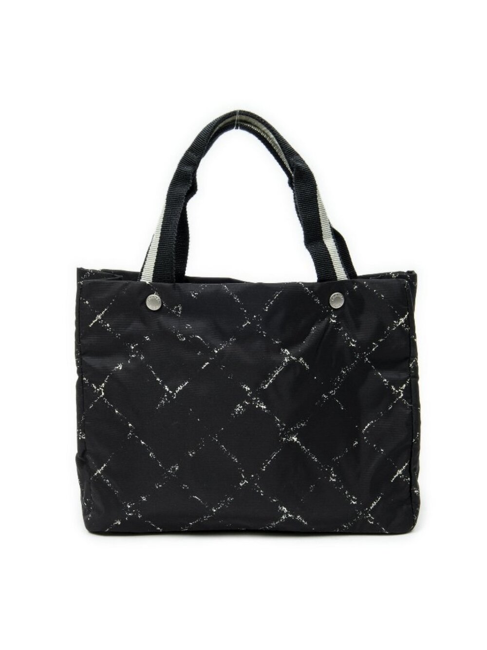 Chanel Small Vintage Travel Line Tote Bag Black Nylon Canvas